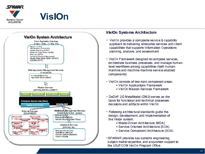 Vis. IOn Systems Architecture − Vis. IOn provides a composite service & capability approach