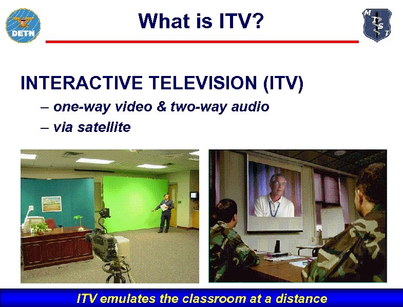 What is ITV? INTERACTIVE TELEVISION (ITV) – one-way video & two-way audio – via