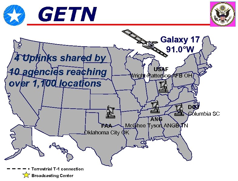 GETN 4 Uplinks shared by 10 agencies reaching over 1, 100 locations Galaxy 17