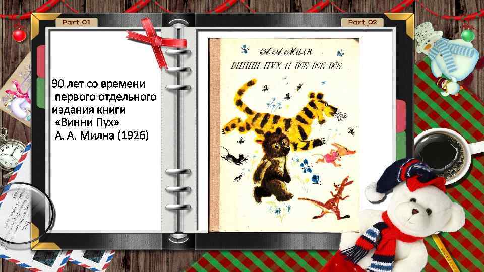 90 лет со времени первого отдельного издания книги «Винни Пух» А. А. Милна (1926)