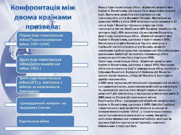 Перша індо-пакистанська війна - збройний конфлікт між Індією та Пакистаном, що виник після розділу