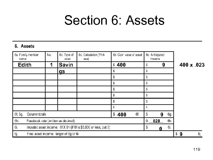 Section 6: Assets Edith 1 Savin gs 400 9 400 x. 023 9 028