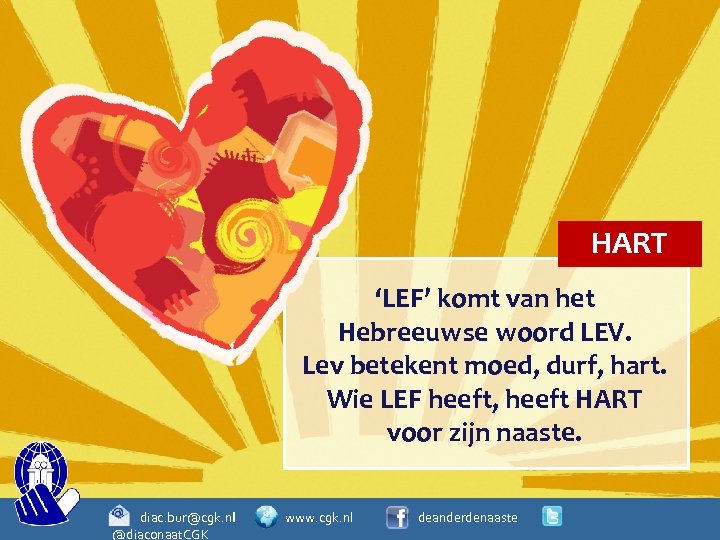 HART ‘LEF’ komt van het Hebreeuwse woord LEV. Lev betekent moed, durf, hart. Wie