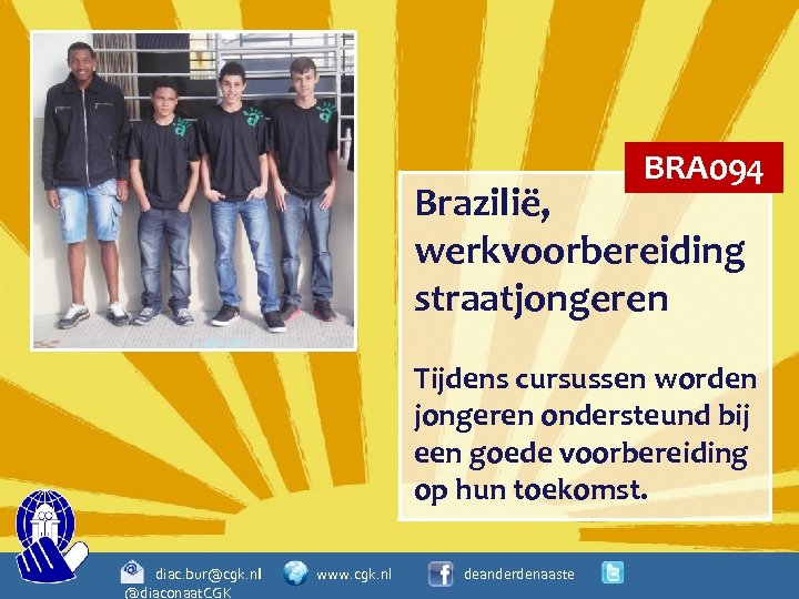 BRA 094 Brazilië, werkvoorbereiding straatjongeren Tijdens cursussen worden jongeren ondersteund bij een goede voorbereiding