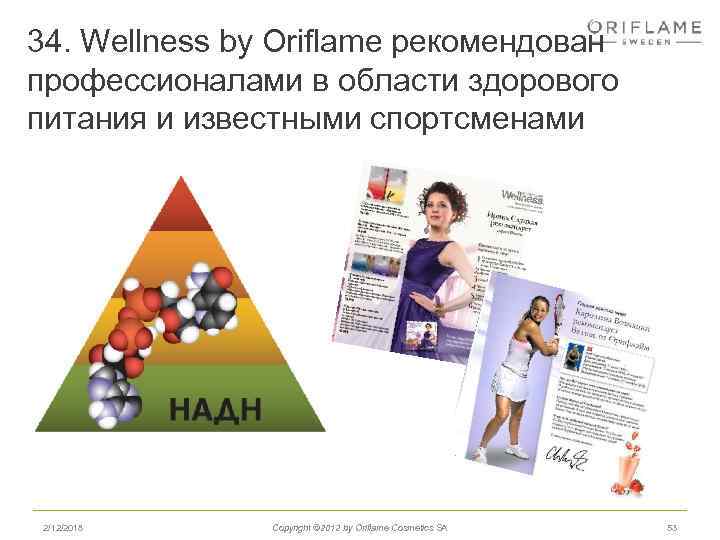 34. Wellness by Oriflame рекомендован профессионалами в области здорового питания и известными спортсменами 2/12/2018