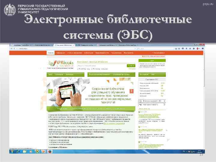 Электронные библиотечные системы (ЭБС) 13 