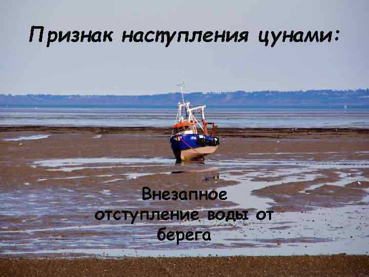 Признак наступления цунами: Внезапное отступление воды от берега 