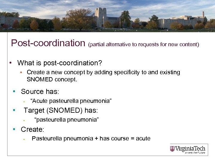 Post-coordination (partial alternative to requests for new content) • What is post-coordination? • Create