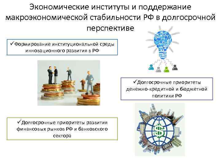 Экономические институты и поддержание макроэкономической стабильности РФ в долгосрочной перспективе üФормирование институциональной среды инновационного