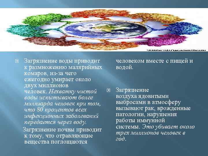 Загрязнение воды приводит к размножению малярийных комаров, из-за чего ежегодно умирает около двух миллионов