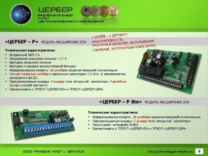  «ЦЕРБЕР – Р» МОДУЛЬ РАСШИРЕНИЯ ЗОН АТЧИК!!! 1 ШЛЕЙФ – 1 Д ОСТЬ