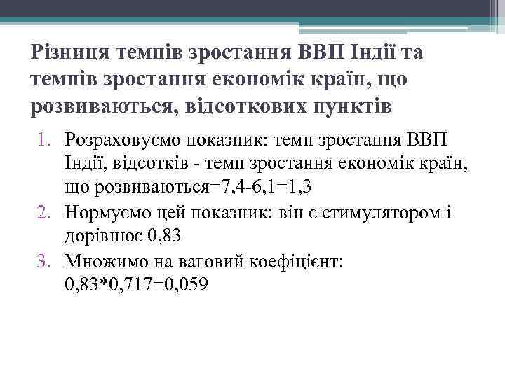 Різниця темпів зростання ВВП Індії та темпів зростання економік країн, що розвиваються, відсоткових пунктів