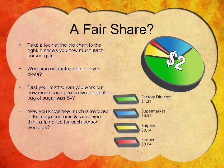 A Fair Share? • Take a look at the pie chart to the right,