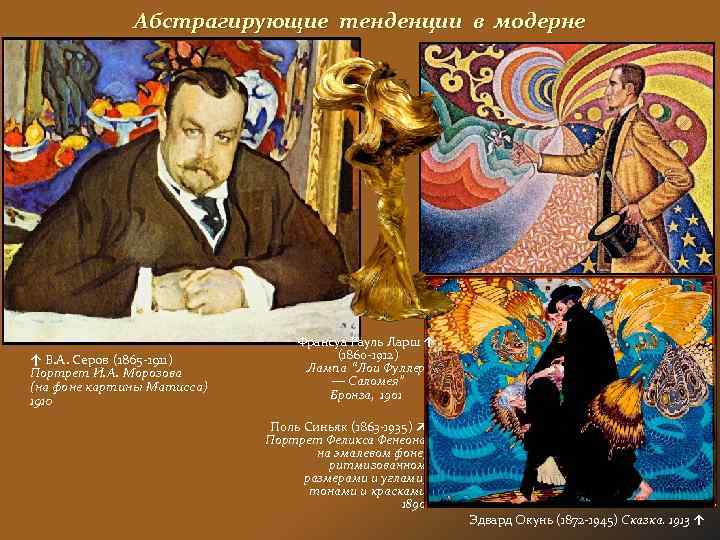 Абстрагирующие тенденции в модерне ↑ В. А. Серов (1865 -1911) Портрет И. А. Морозова