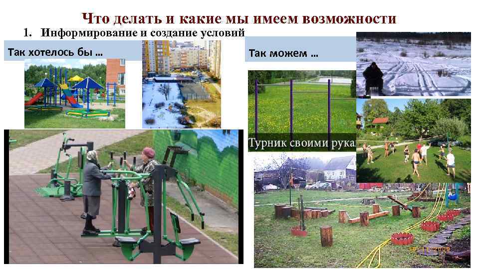 Что делать и какие мы имеем возможности 1. Информирование и создание условий Так хотелось