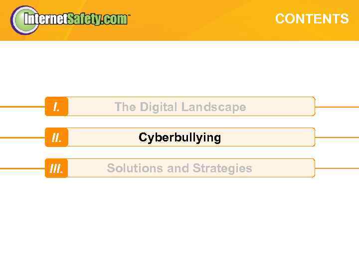 CONTENTS I. The Digital Landscape II. Cyberbullying III. Solutions and Strategies 