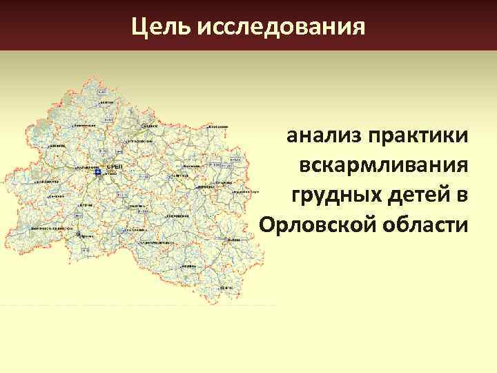 Цель исследования анализ практики вскармливания грудных детей в Орловской области 