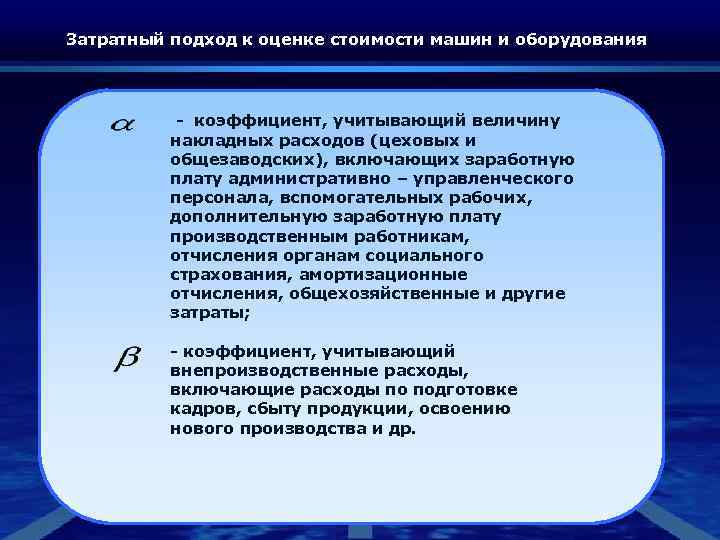Затратный подход к оценке стоимости машин и оборудования - коэффициент, учитывающий величину накладных расходов