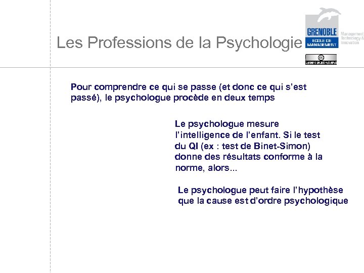 Les Professions de la Psychologie Pour comprendre ce qui se passe (et donc ce