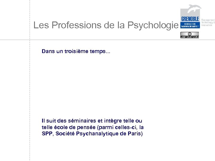 Les Professions de la Psychologie Dans un troisième temps. . . Il suit des