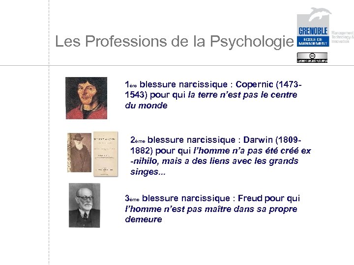 Les Professions de la Psychologie 1ère blessure narcissique : Copernic (14731543) pour qui la
