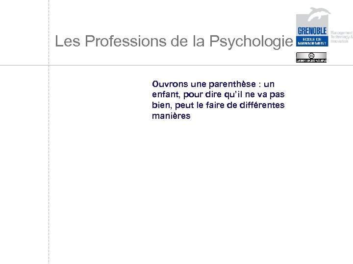 Les Professions de la Psychologie Ouvrons une parenthèse : un enfant, pour dire qu’il