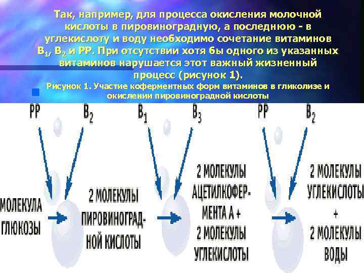 Так, например, для процесса окисления молочной кислоты в пировиноградную, а последнюю - в углекислоту