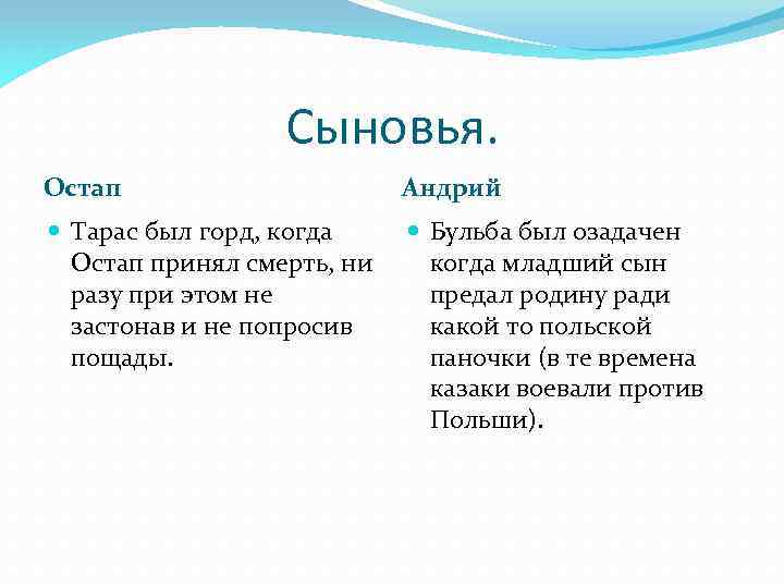 Характеристика остапа и андрия 7 класс. Синквейн Остап. Характеристика сыновей Тараса бульбы. Синквейн Андрия из Тарас Бульба. Остап Бульба описание.