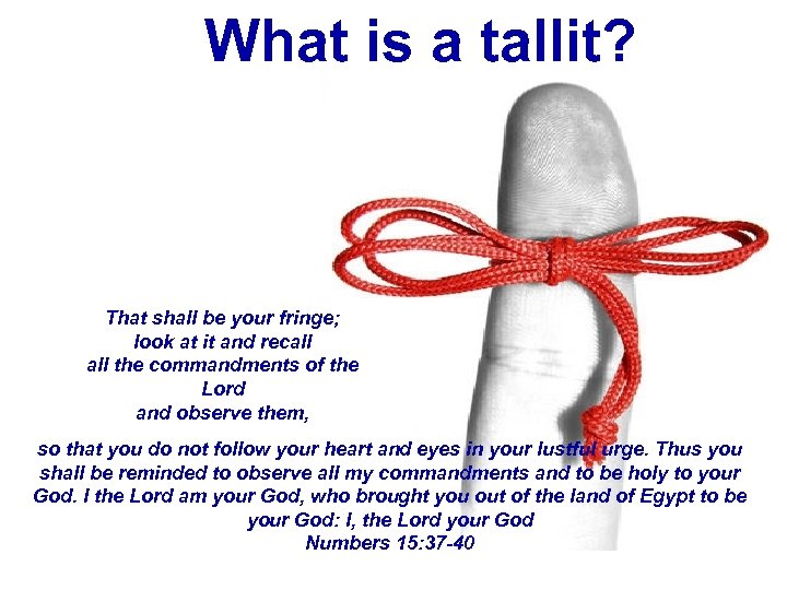 What is a tallit? That shall be your fringe; look at it and recall