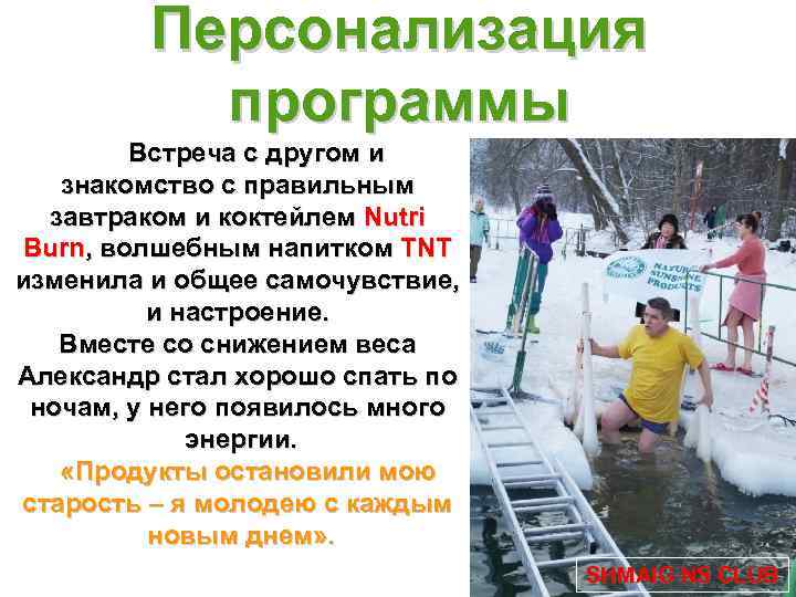Персонализация программы Встреча с другом и знакомство с правильным завтраком и коктейлем Nutri Burn,
