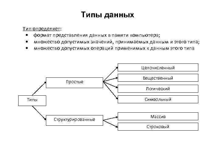 Тип организации данных. Типы представления данных. Типы данных и их представление. Типы данных и их представление в памяти. Типы данных и особенности их представления в ПК.