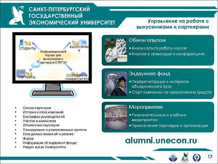 Управление по работе с выпускниками и партнерами Обмен опытом СТУДЕНТЫ ПАРТНЕРЫ • • •