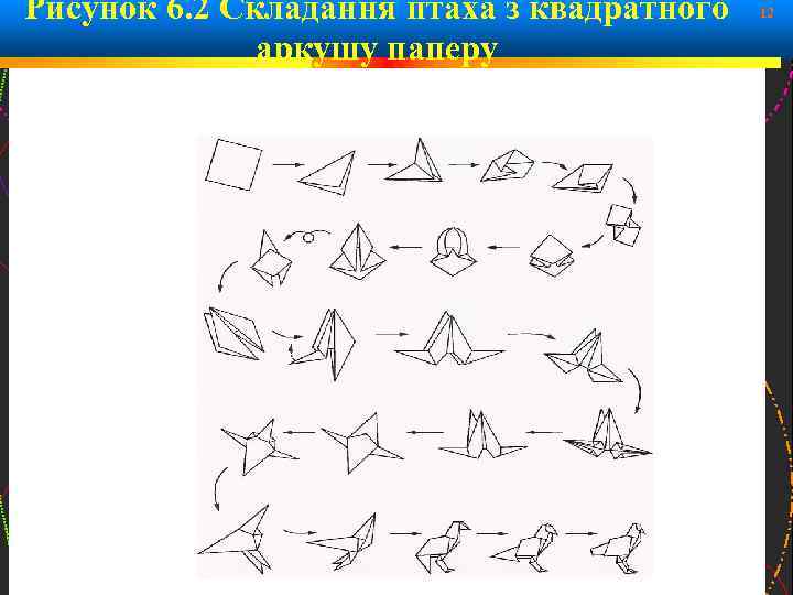 Рисунок 6. 2 Складання птаха з квадратного аркушу паперу 12 