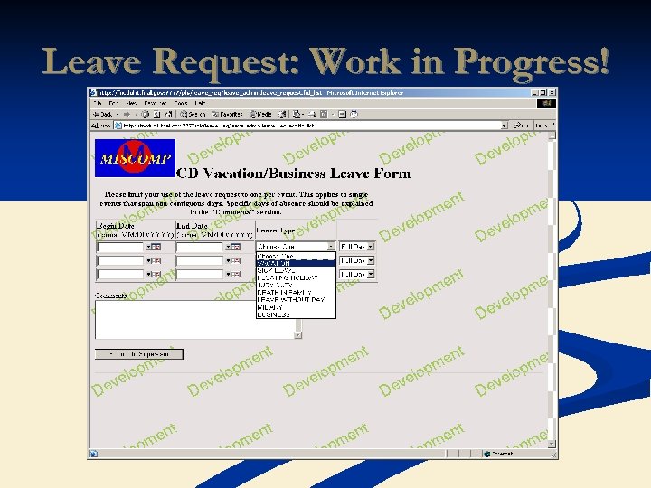 Leave Request: Work in Progress! 