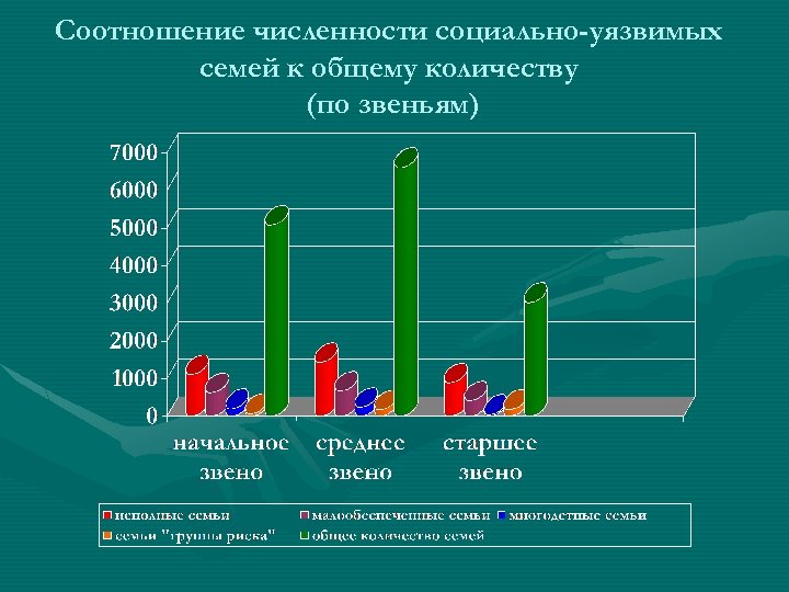Соотношение численности социально-уязвимых семей к общему количеству (по звеньям) 