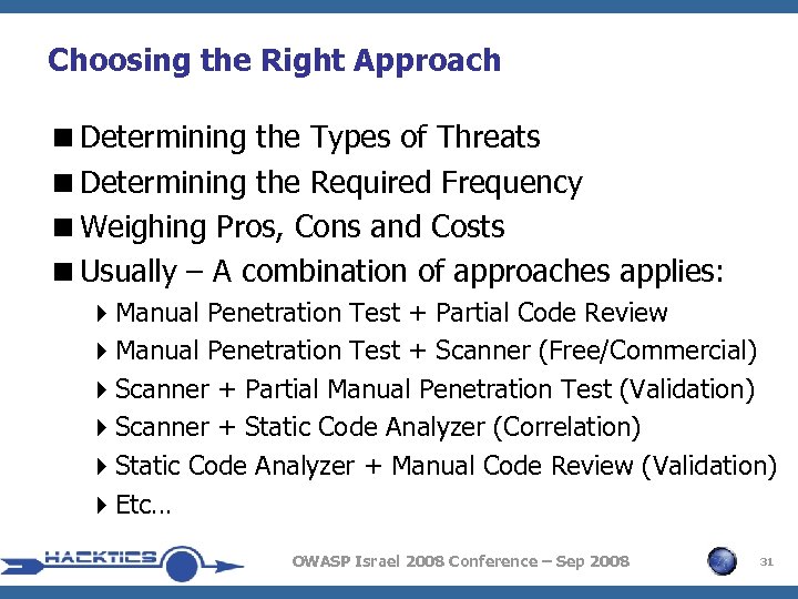 Choosing the Right Approach <Determining the Types of Threats <Determining the Required Frequency <Weighing