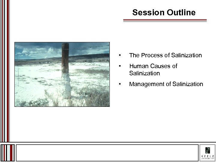 Session Outline • The Process of Salinization • Human Causes of Salinization • Management