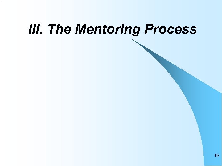 III. The Mentoring Process 19 