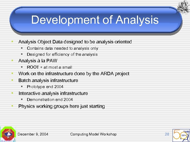Development of Analysis • Analysis Object Data designed to be analysis oriented § Contains