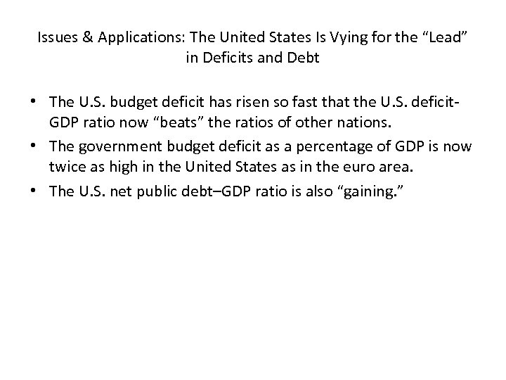 Issues & Applications: The United States Is Vying for the “Lead” in Deficits and