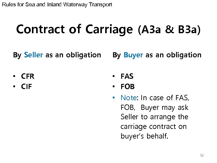 Rules for Sea and Inland Waterway Transport Contract of Carriage (A 3 a &