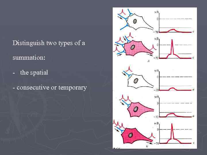 Distinguish two types of a summation: - the spatial - consecutive or temporary 