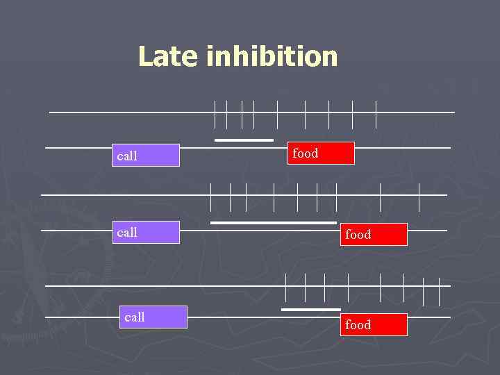 Late inhibition call food 