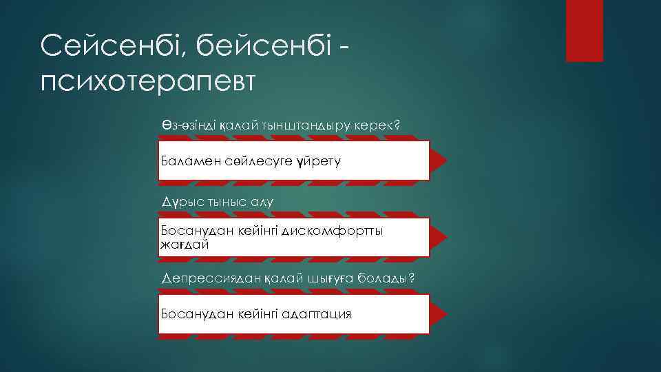 Сейсенбі, бейсенбі психотерапевт Өз-өзінді қалай тынштандыру керек? Баламен сөйлесуге үйрету Дүрыс тыныс алу Босанудан