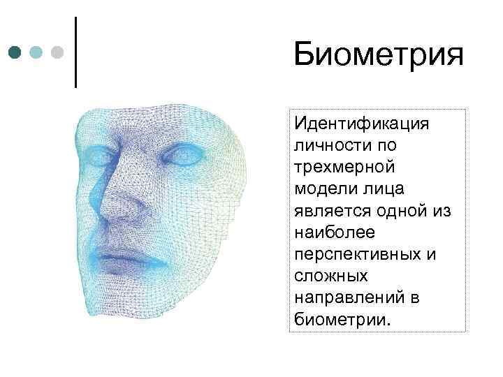 Биометрия Идентификация личности по трехмерной модели лица является одной из наиболее перспективных и сложных