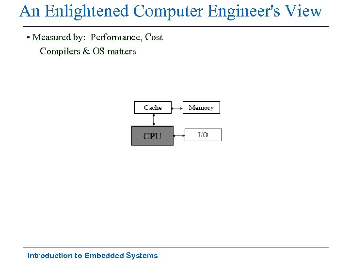 An Enlightened Computer Engineer's View • Measured by: Performance, Cost Compilers & OS matters