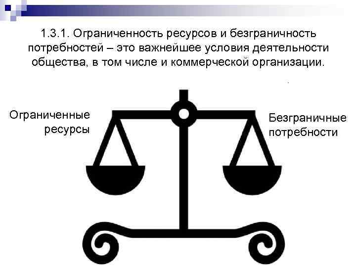 1. 3. 1. Ограниченность ресурсов и безграничность потребностей – это важнейшее условия деятельности общества,