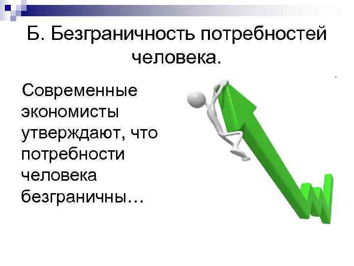 Б. Безграничность потребностей человека. Современные экономисты утверждают, что потребности человека безграничны… 