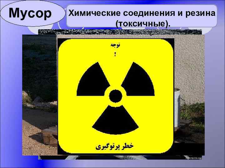 Мусор Химические соединения и резина (токсичные). 