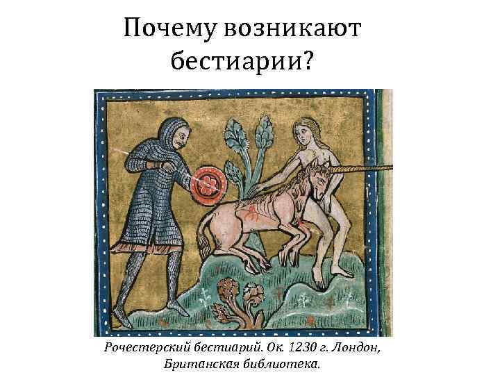Почему возникают бестиарии? Рочестерский бестиарий. Ок. 1230 г. Лондон, Британская библиотека. 